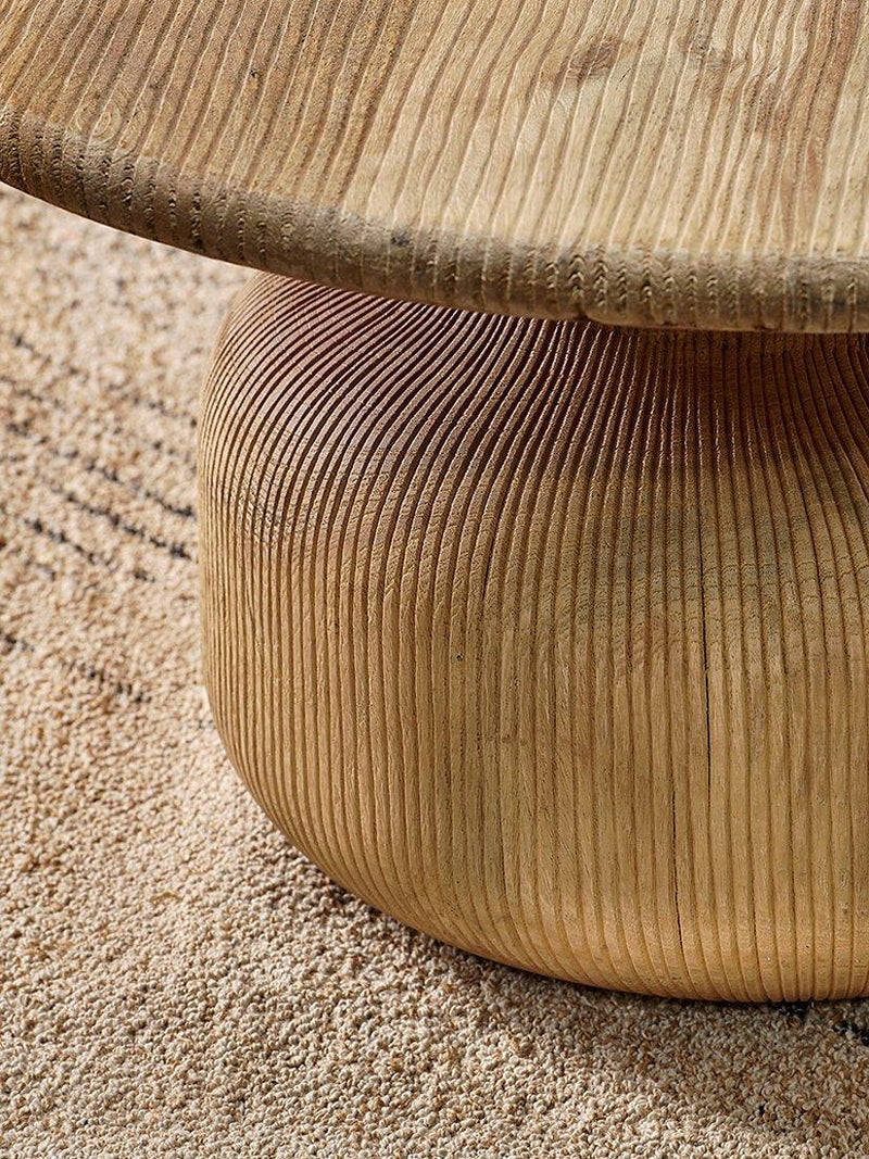 nkuku Vivan grooved wood coffee table 77cm (British brand)