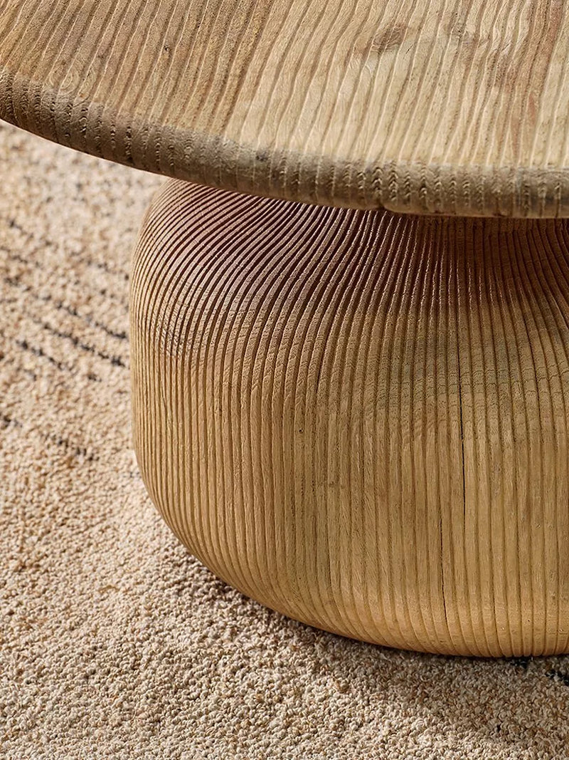 nkuku Vivan grooved wood coffee table 77cm (British brand)
