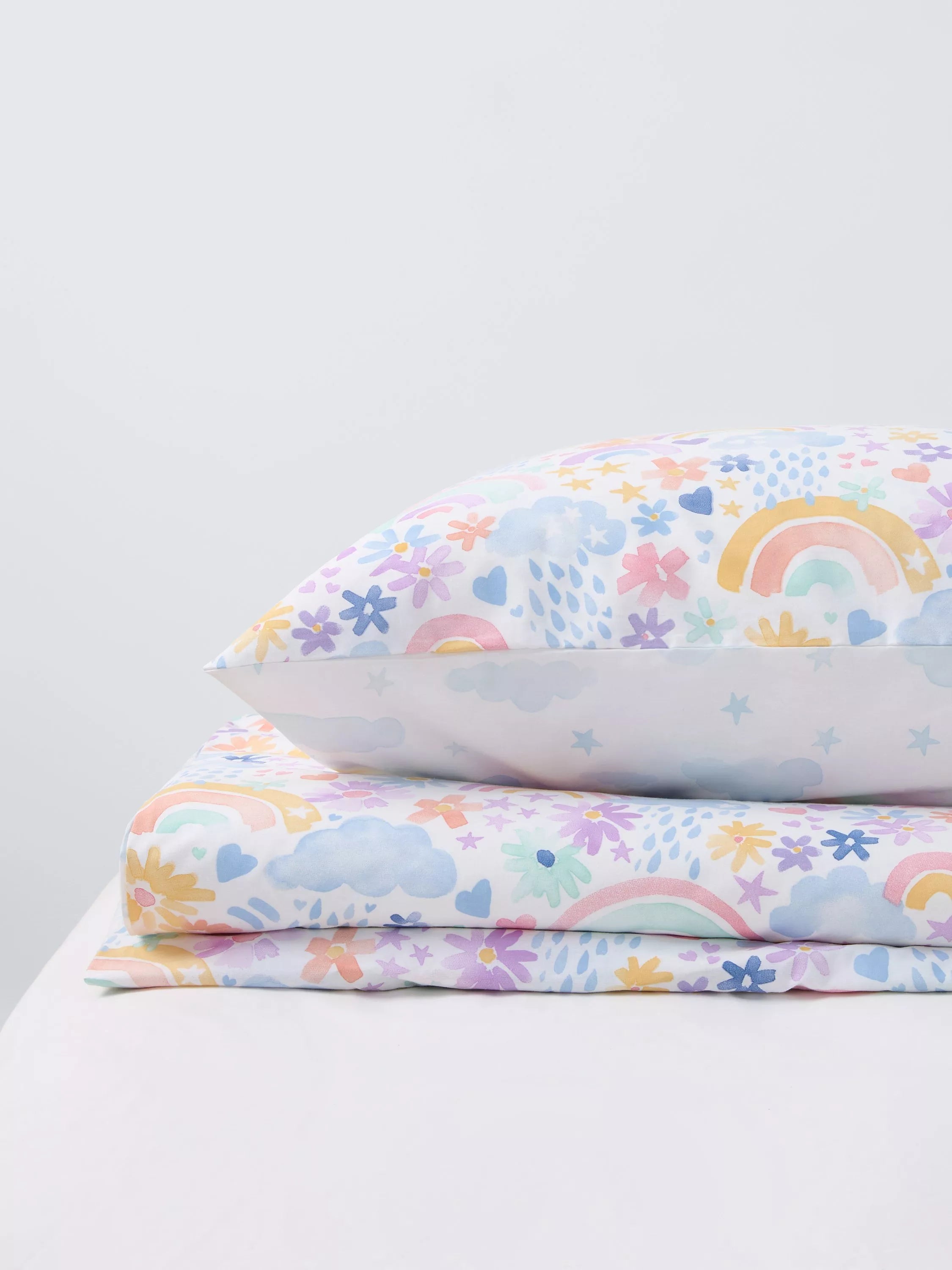 John Lewis kids rainbow star duvet set single (British brand)