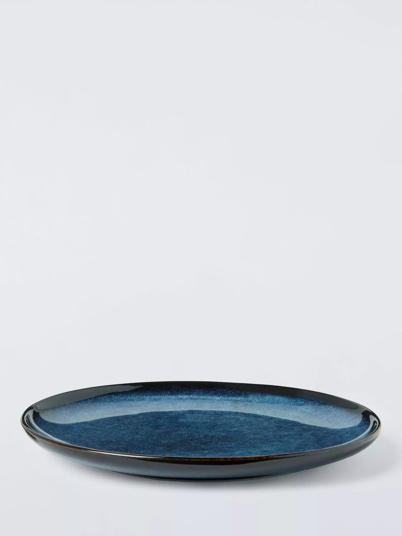 John Lewis reactive glaze blue stoneware dinner plate 27.4cm (British brand)