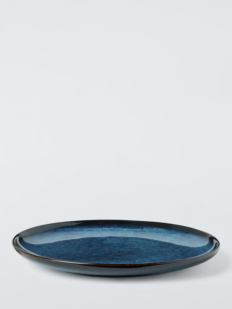 John Lewis reactive glaze blue stoneware dinner plate 27.4cm (British brand)