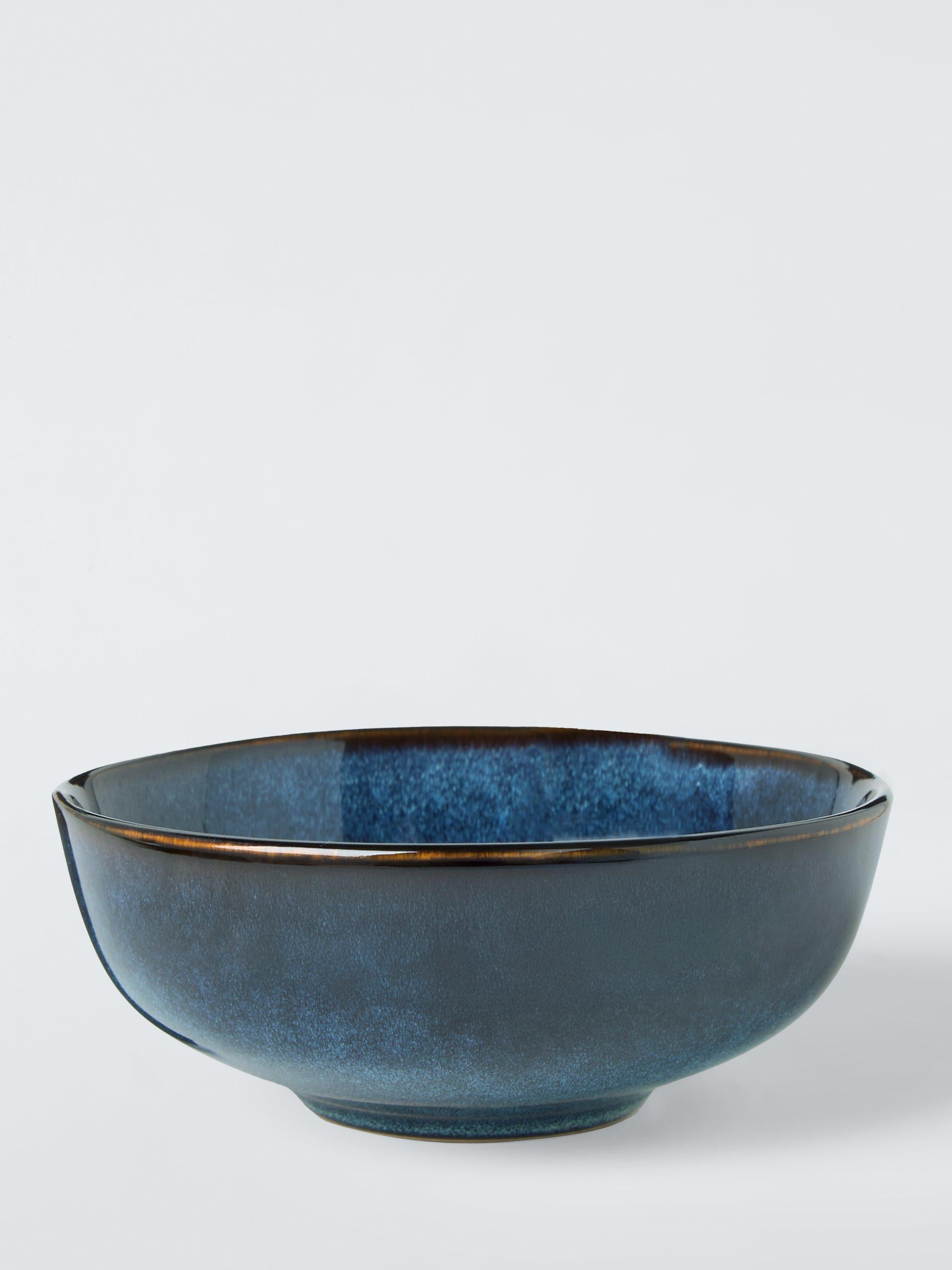 John Lewis stoneware cereal bowl blue reactive glaze 16cm, imported from the UK