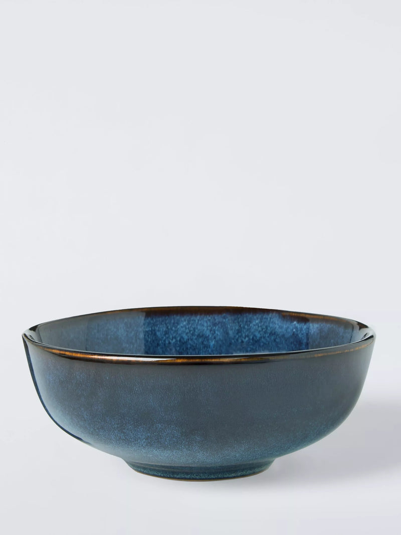 John Lewis stoneware cereal bowl blue reactive glaze 16cm, imported from the UK