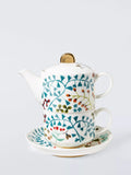 John Lewis Ulla Floral Fine Tea For One Stacking Teapot & Cup Gift Set