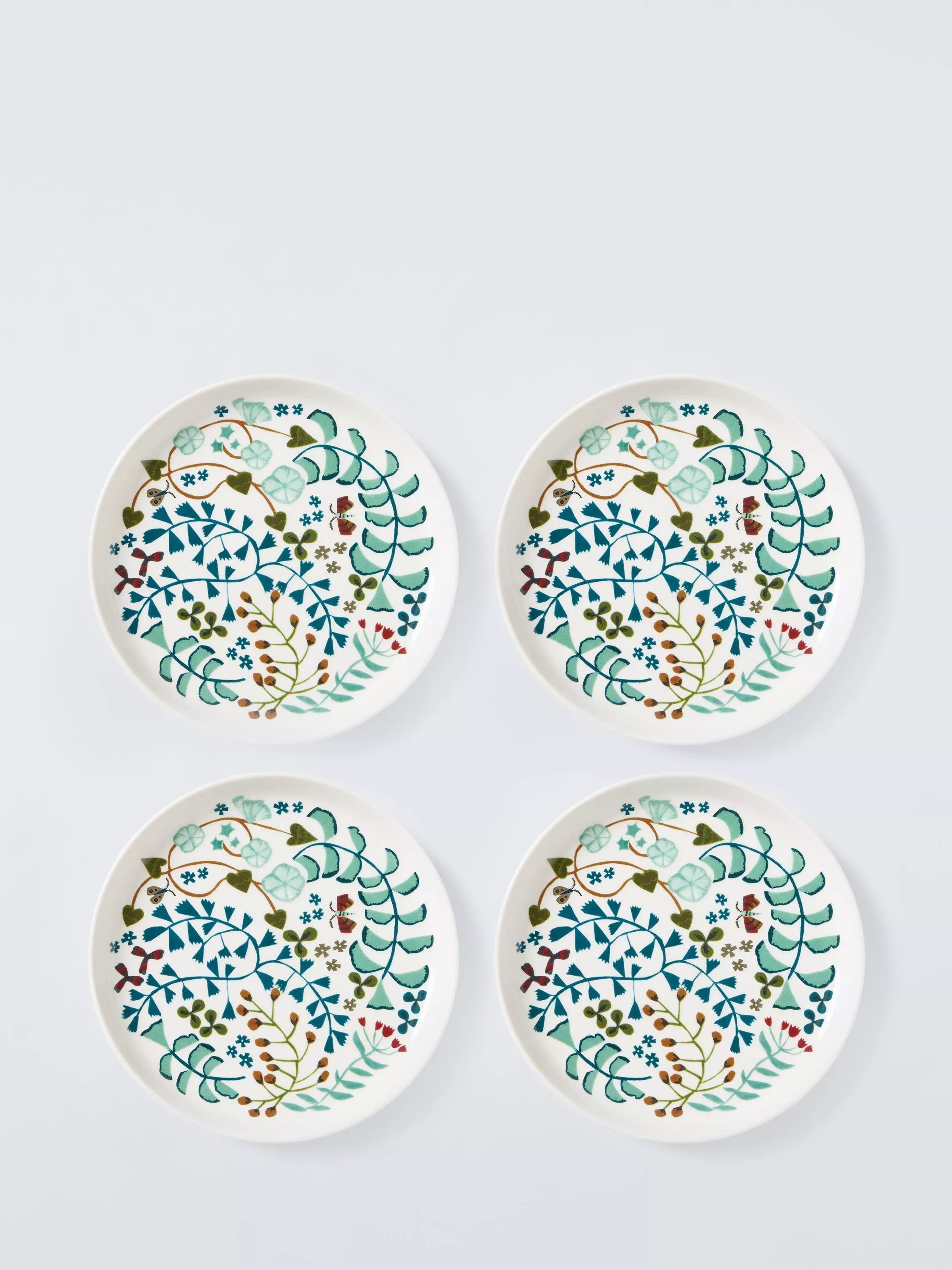John Lewis floral cake plate 16.7cm set of 4, UK version