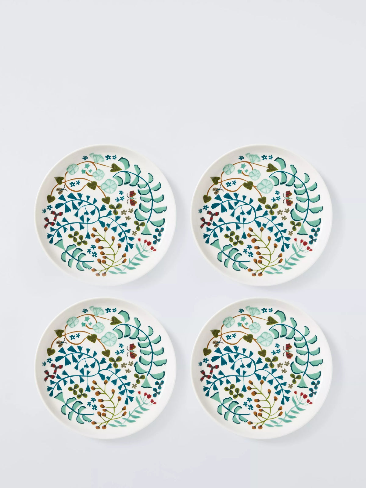 John Lewis floral cake plate 16.7cm set of 4, UK version