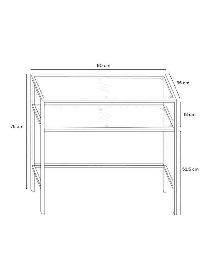 John Lewis Langham glass console table brass 90cm wide, UK version