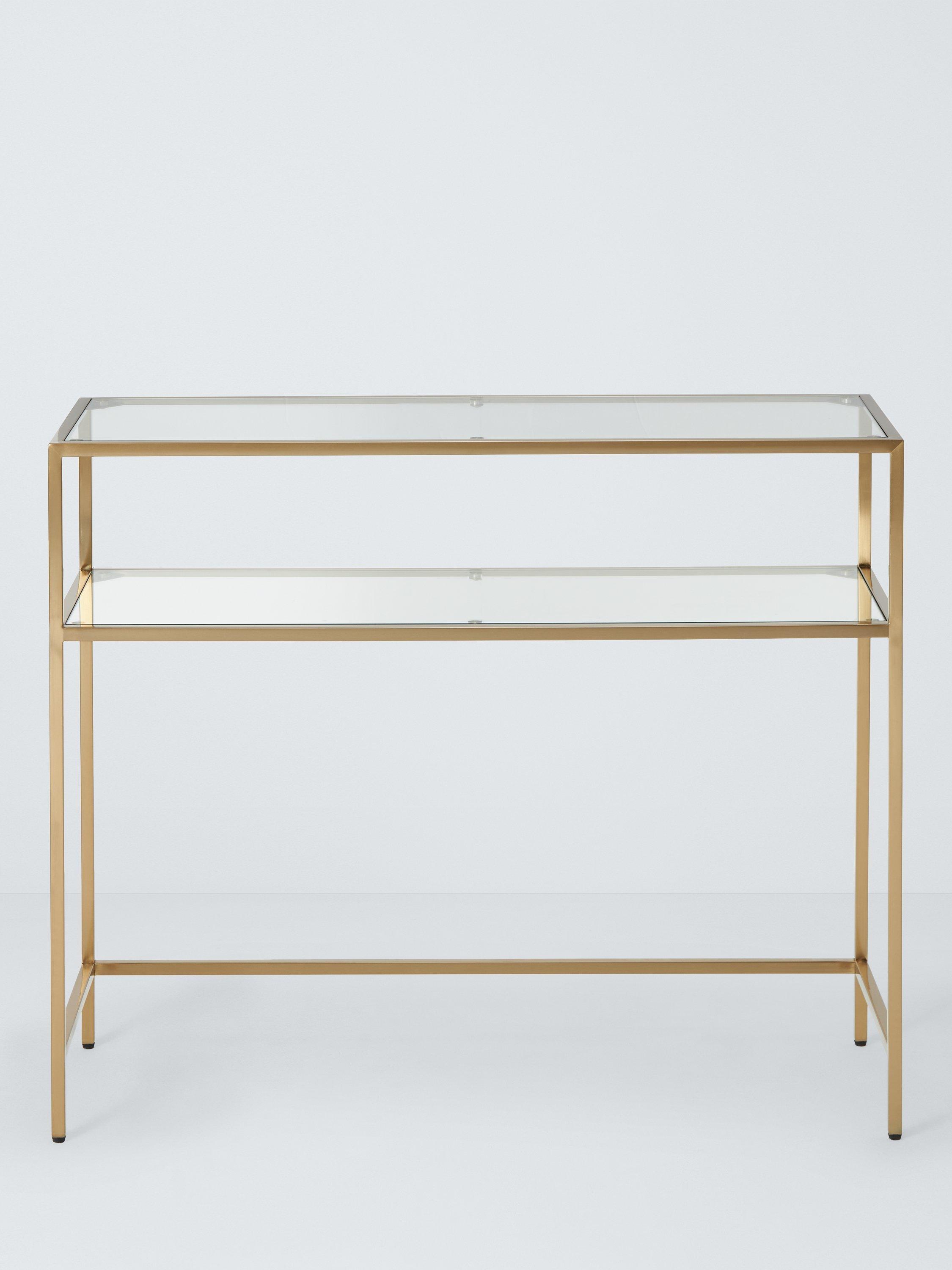 John Lewis Langham glass console table brass 90cm wide, UK version