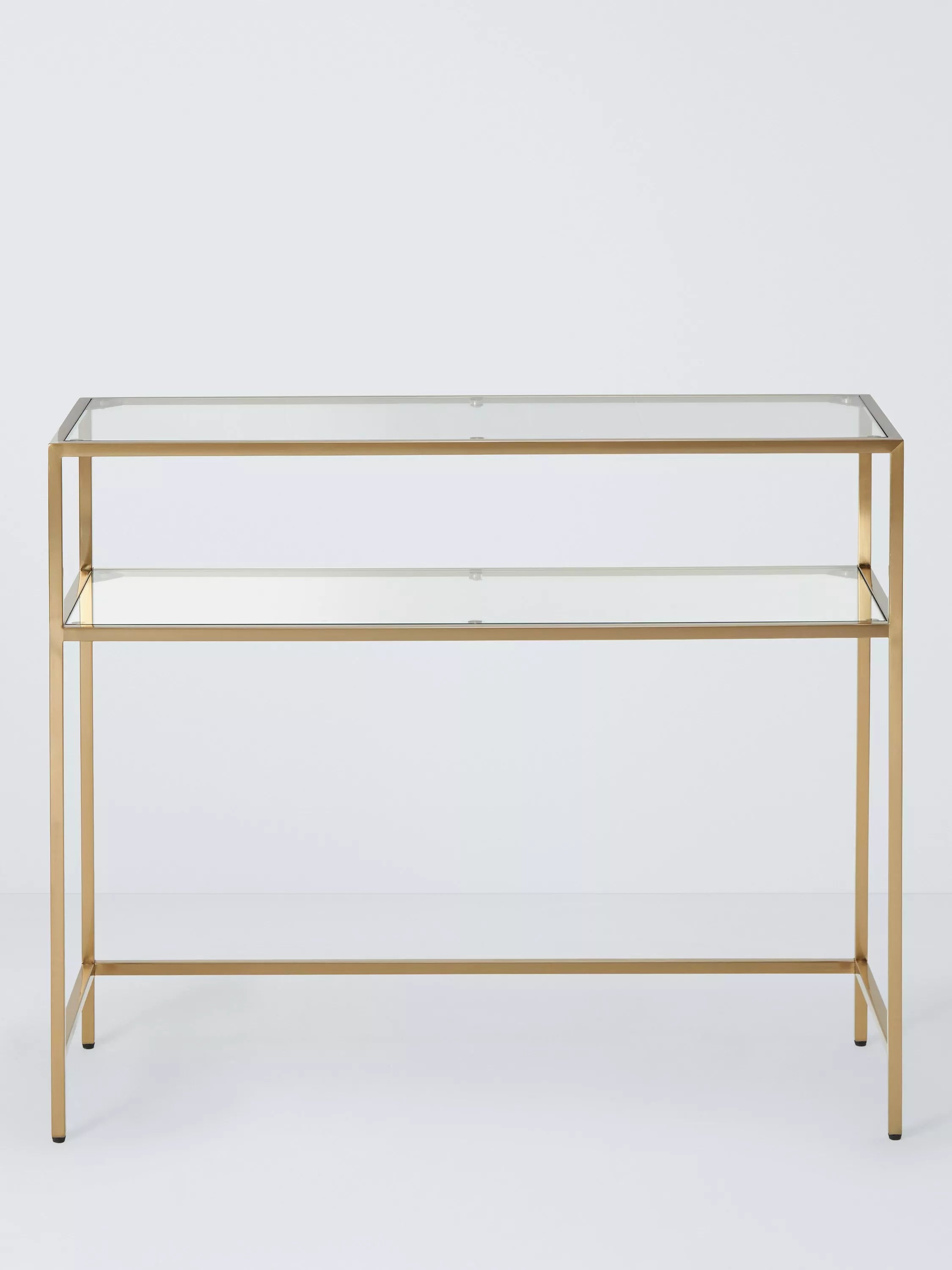 John Lewis Langham glass console table brass 90cm wide, UK version