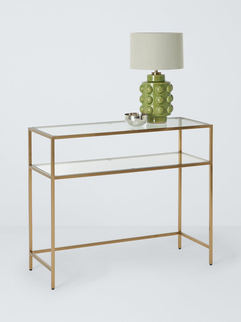 John Lewis Langham glass console table brass 90cm wide, UK version