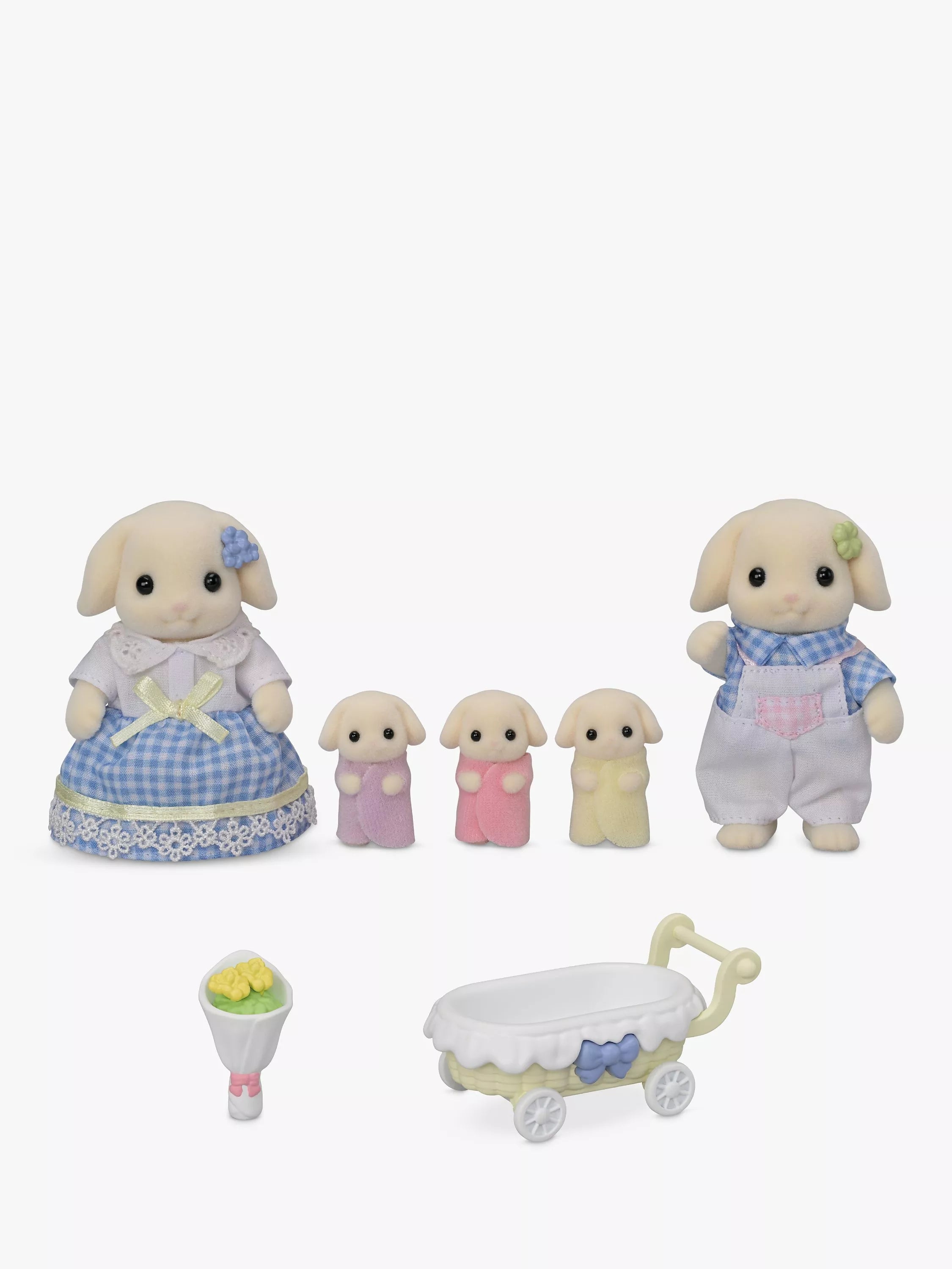 Sylvanian Families Flora Rabbit Family doll set - British product