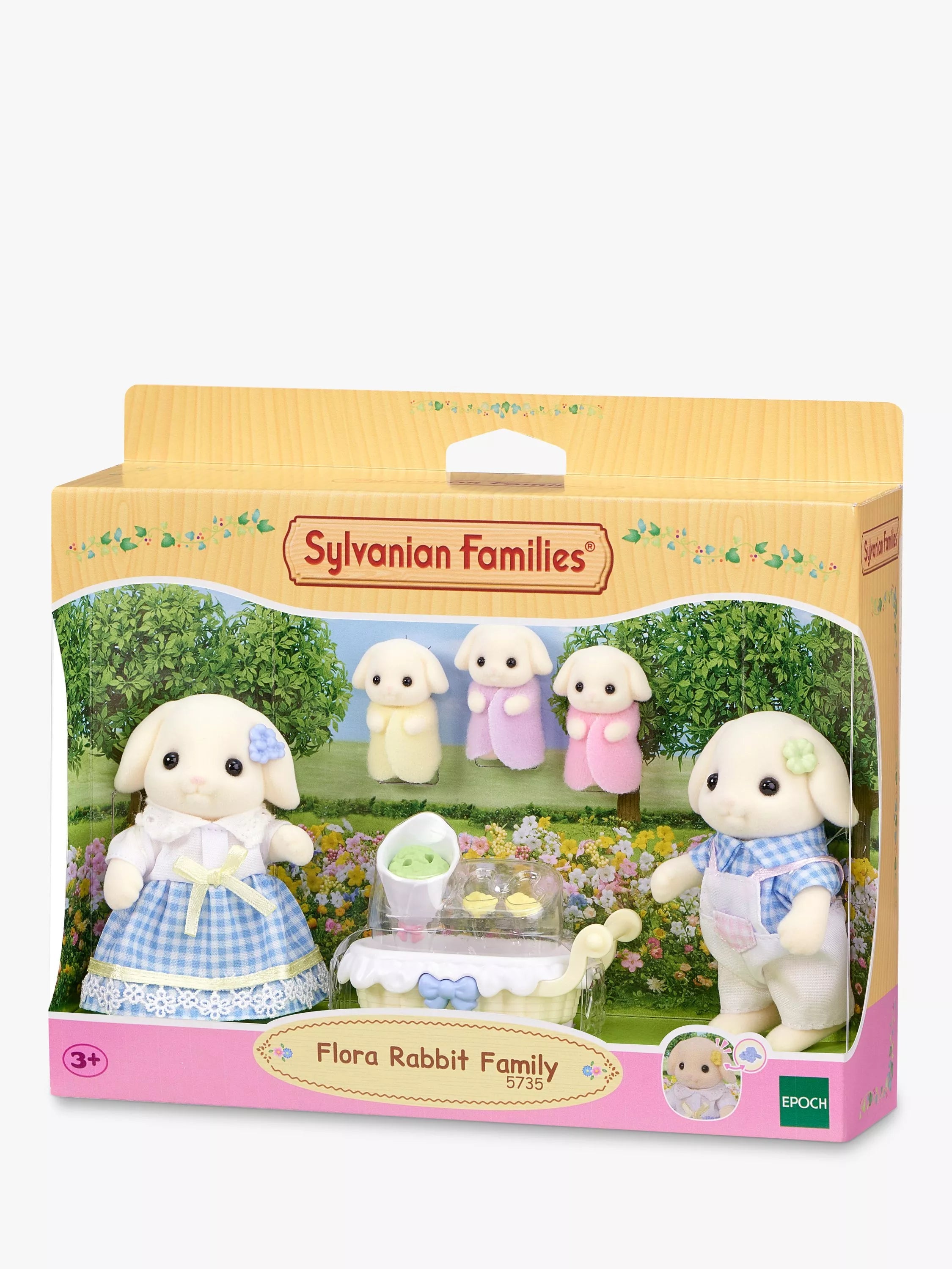 Sylvanian Families Flora Rabbit Family doll set - British product