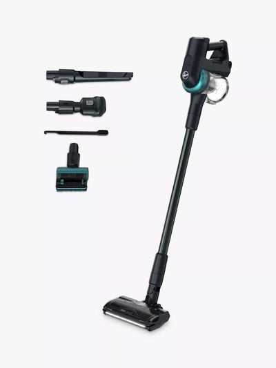 Aspirateur balai sans fil pour animaux domestiques avec technologie anti-torsion et mini brosse turbo, noir et bleu océan