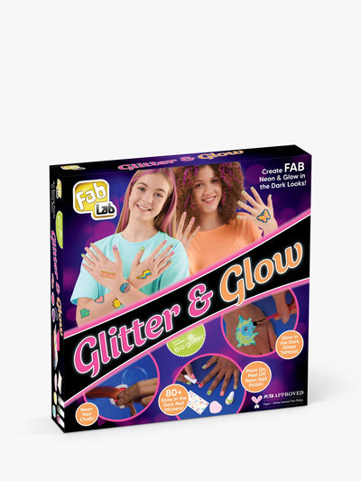 John Lewis Glow-in-the-Dark and Neon Creative Design Set with Hair Chalks, Glitter Tattoos, and Nail Polishes- Buy online at McGrocer