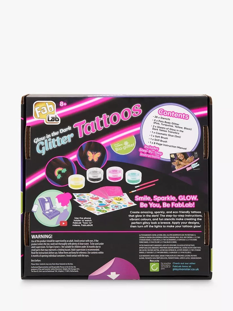 Fablab glow in the dark glitter tattoo kit - British product