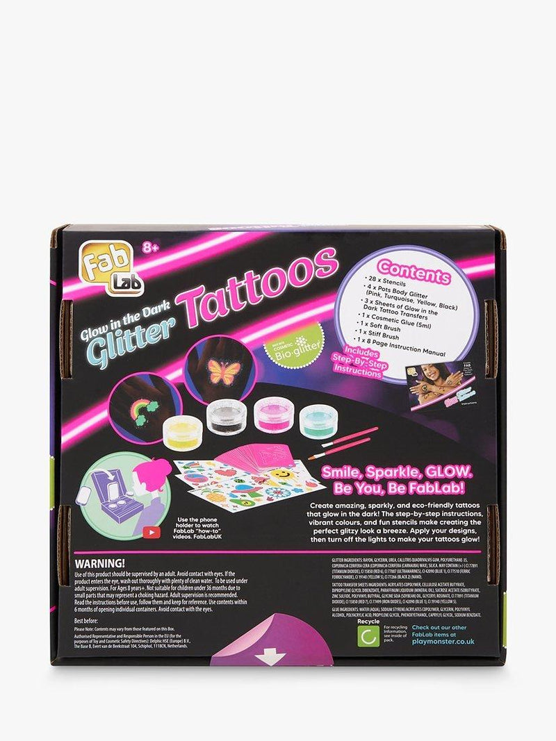 Fablab glow in the dark glitter tattoo kit - British product