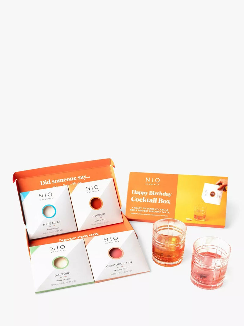 NIO Cocktails Happy Birthday cocktail box 4x 10cl, imported from the UK