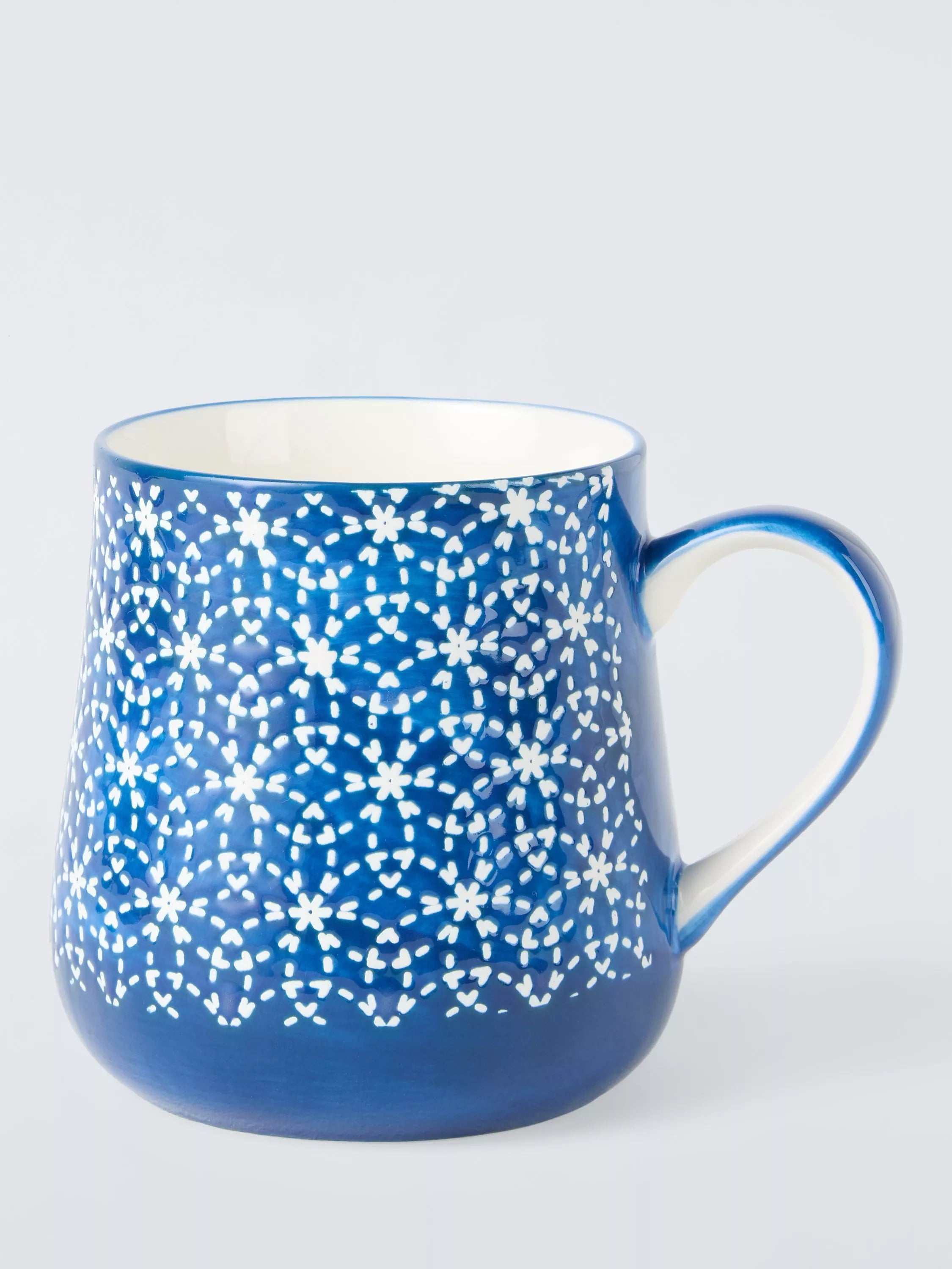 John Lewis wax resist kaleidoscope large stoneware mug 460ml blue, UK version
