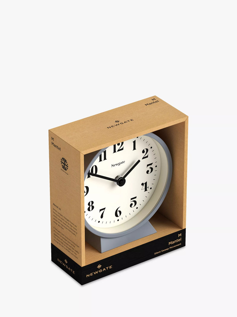 Newgate mantel clock silent sweep theatre dial, UK version
