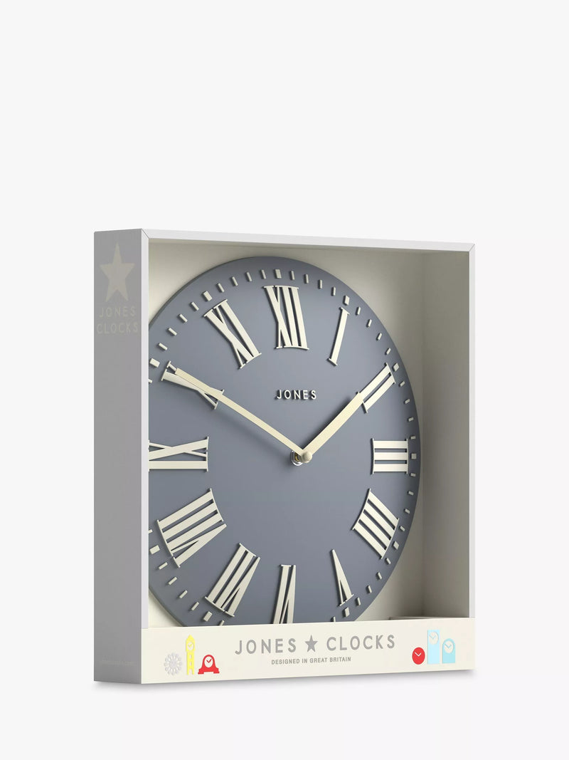 Jones Clocks Strand Roman numeral wall clock 30cm, imported from the UK