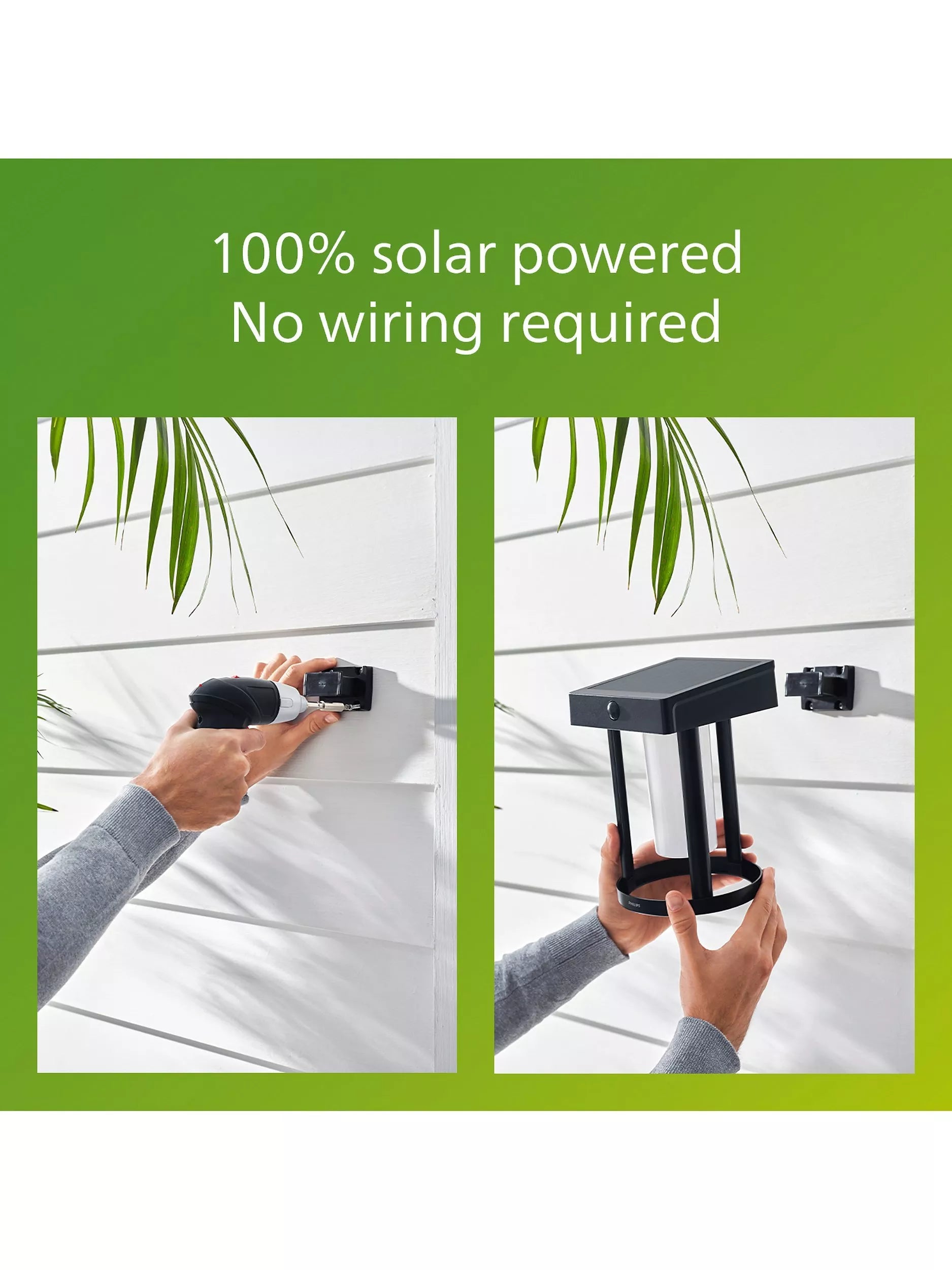 Philips Camill solar powered outdoor wall light black (British brand)