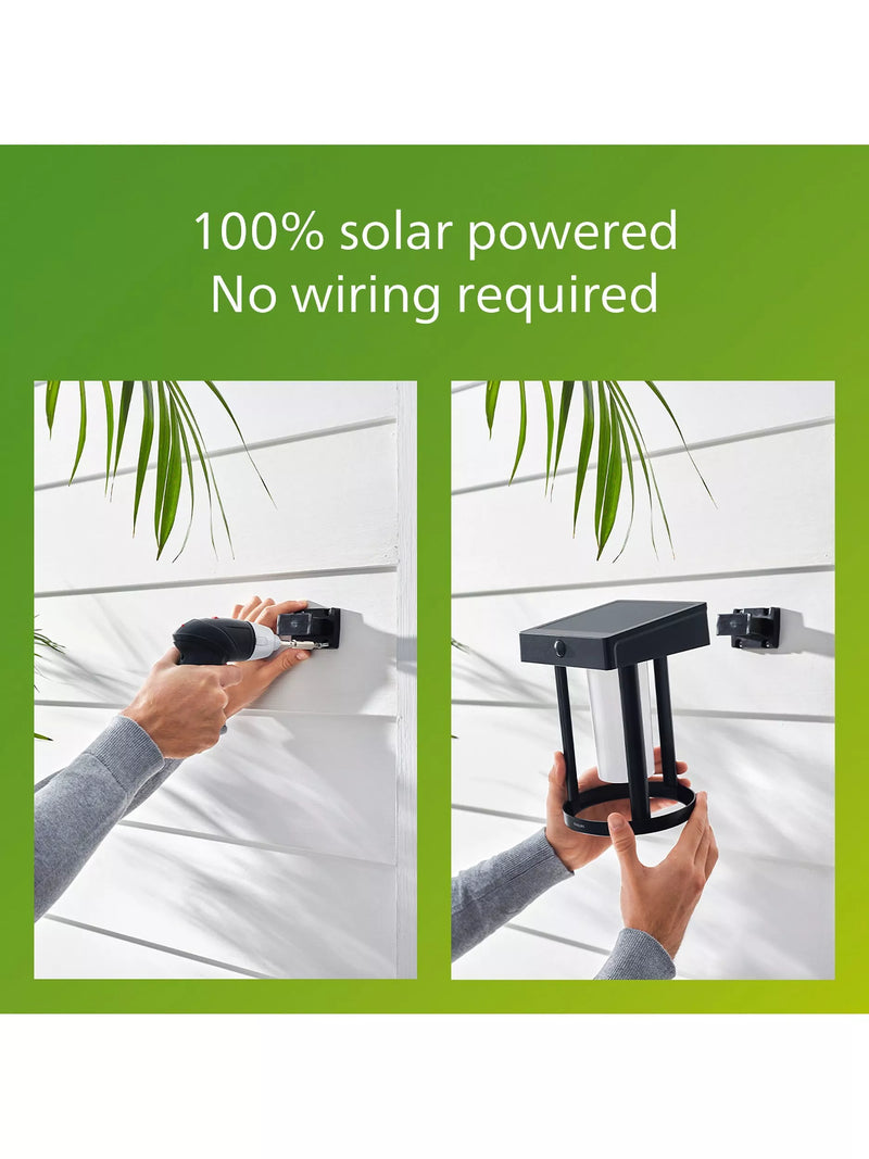 Philips Camill solar powered outdoor wall light black (British brand)