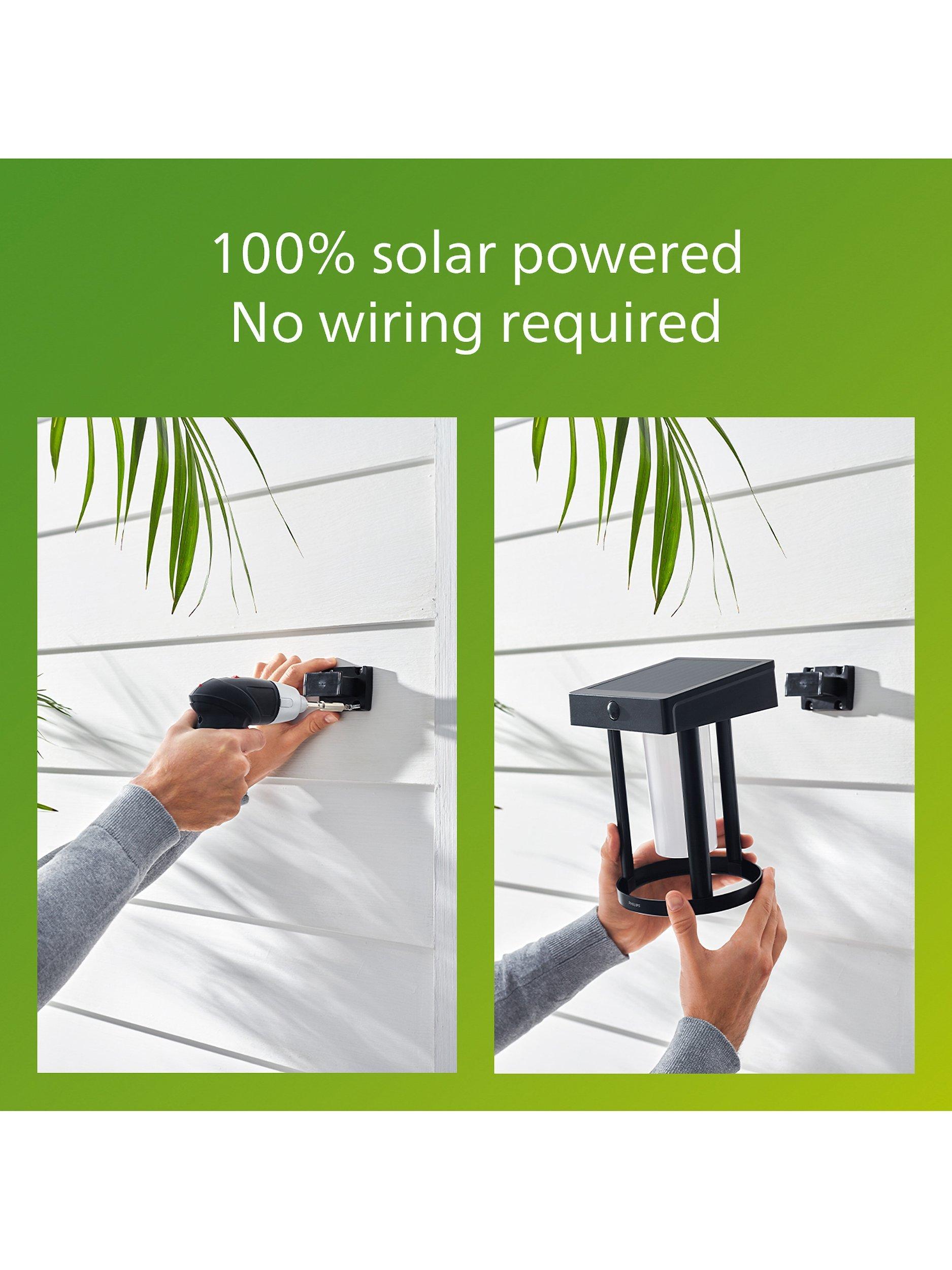 Philips Camill solar powered outdoor wall light black (British brand)