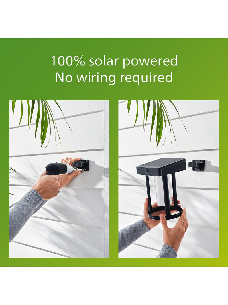 Philips Camill solar powered outdoor wall light black (British brand)
