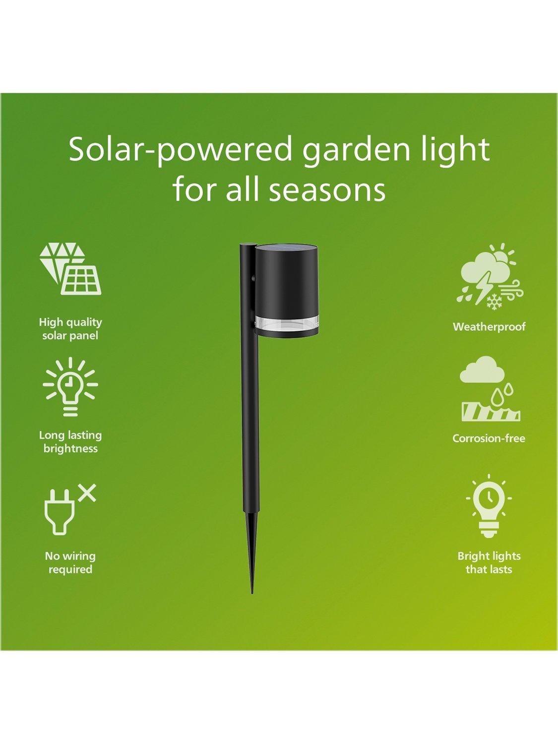 Philips Fyce solar garden spot light black, imported from the UK