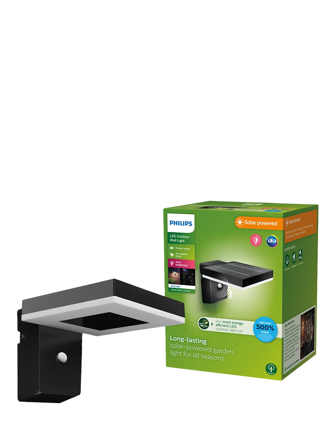 Philips Zonal solar wall light black 250 lumen, imported from the UK