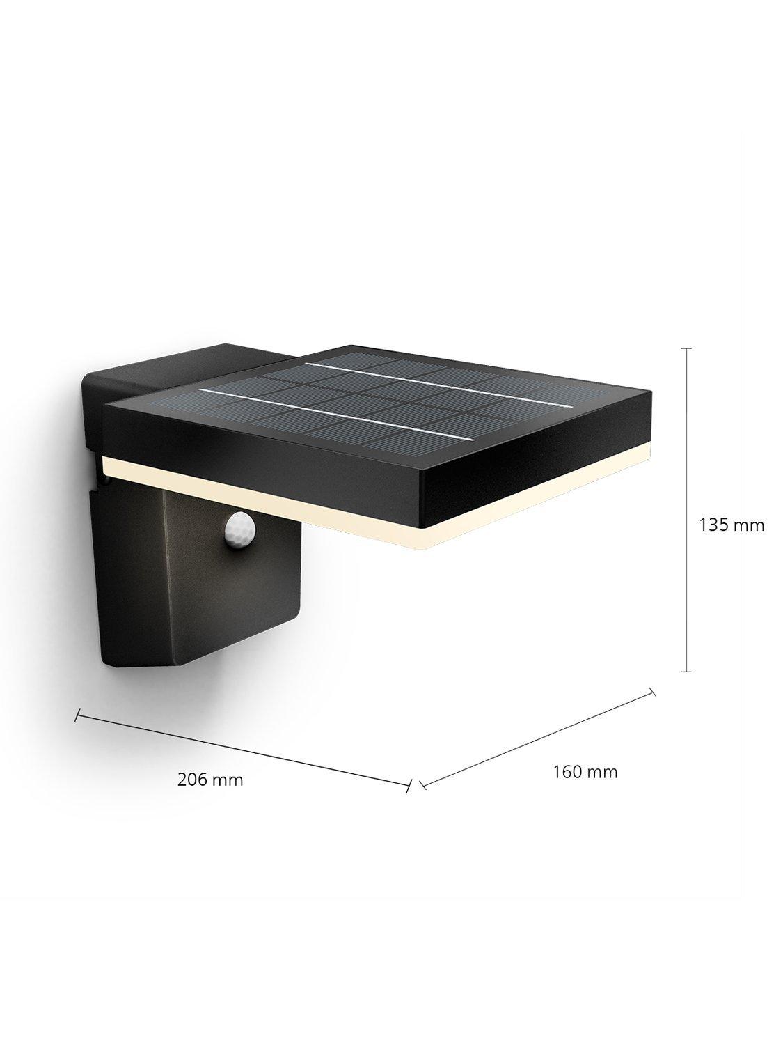 Lampe murale solaire Philips Zonal noire 250 lumens, importée du Royaume-Uni