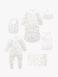 Purebaby white newborn hospital pack with organic cotton baby clothes, imported from the UK
