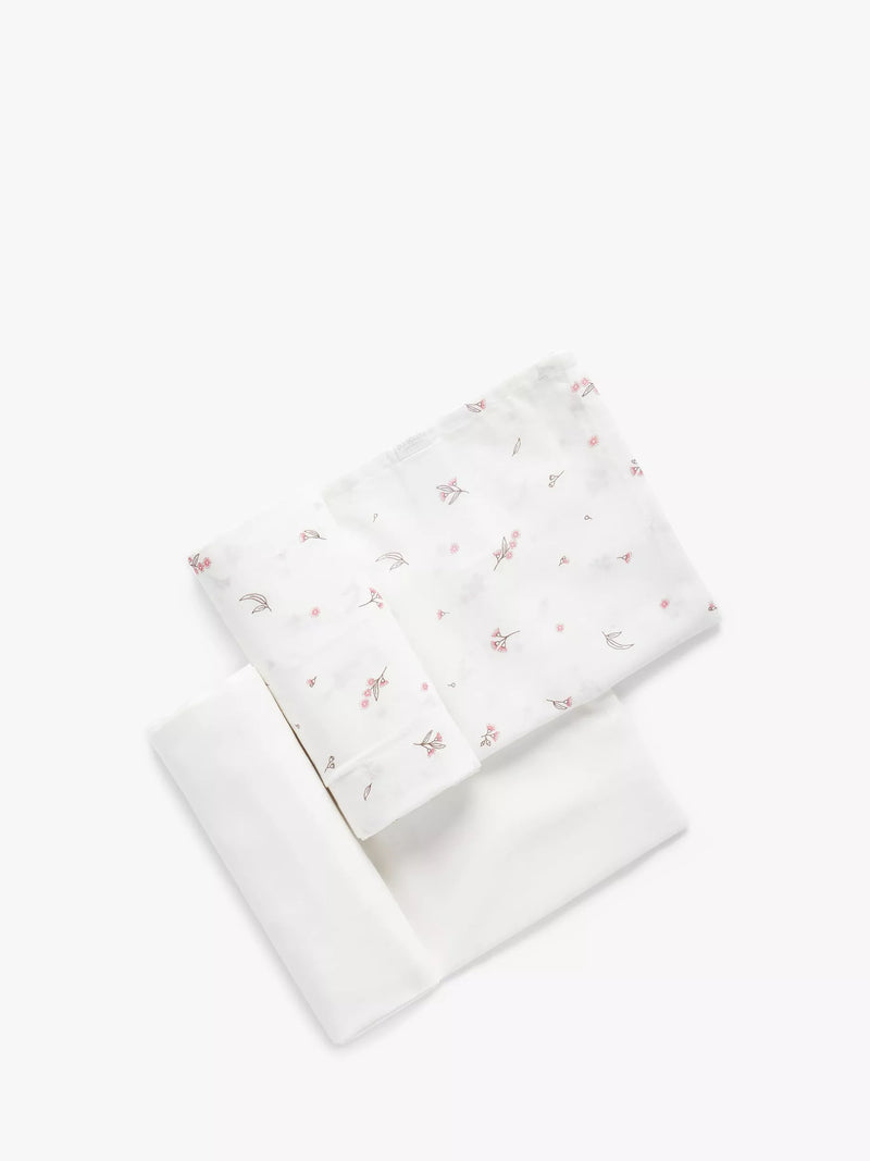 Purebaby organic cotton muslin wraps pack of 2 vanilla blossom - British product