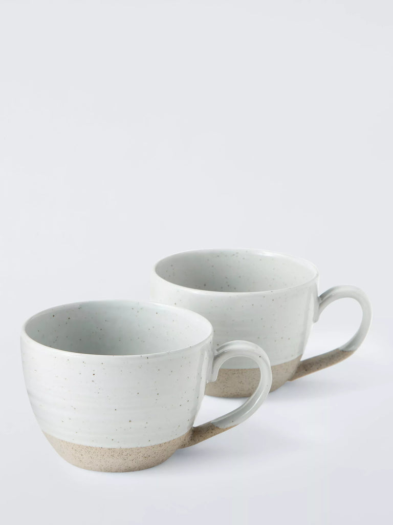 John Lewis Granite Speckle Glaze Stoneware Mug, Set of 2, 380ml, Grey