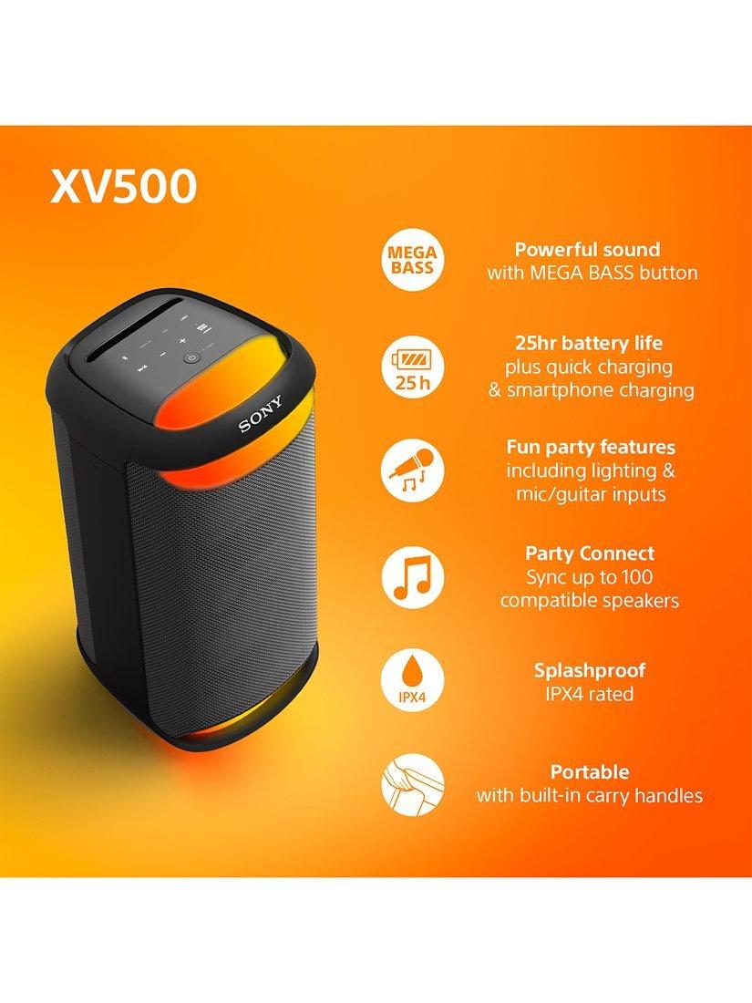 Sony SRS-XV500 Bluetooth party speaker with MEGA BASS (British brand)