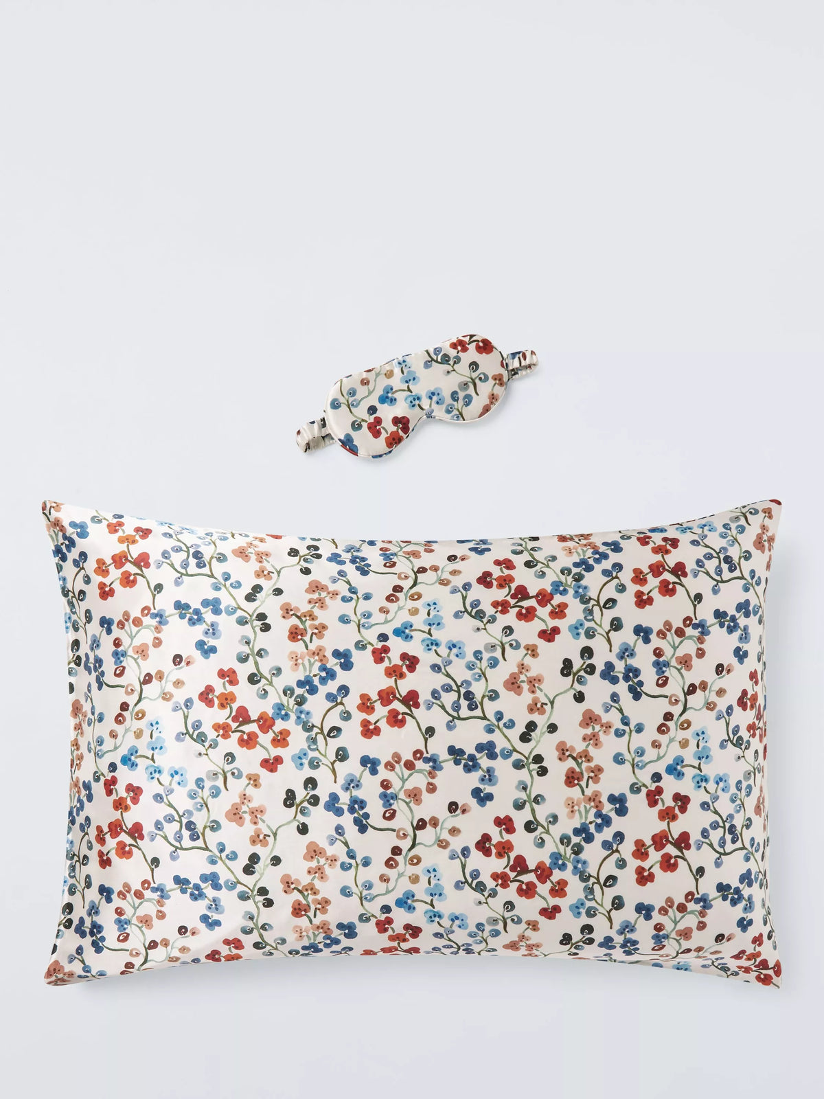 John Lewis silk pillowcase and mask set, Multi, UK version