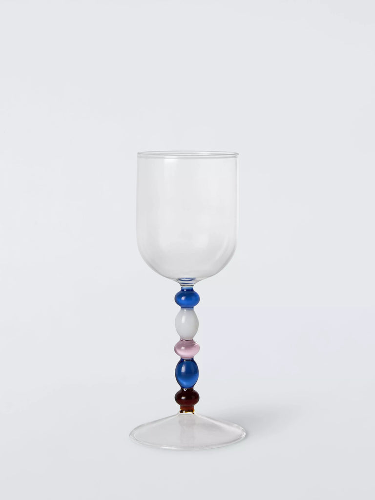 John Lewis Beaded Stem Wine Glass, Set of 2, 160ml, Blue