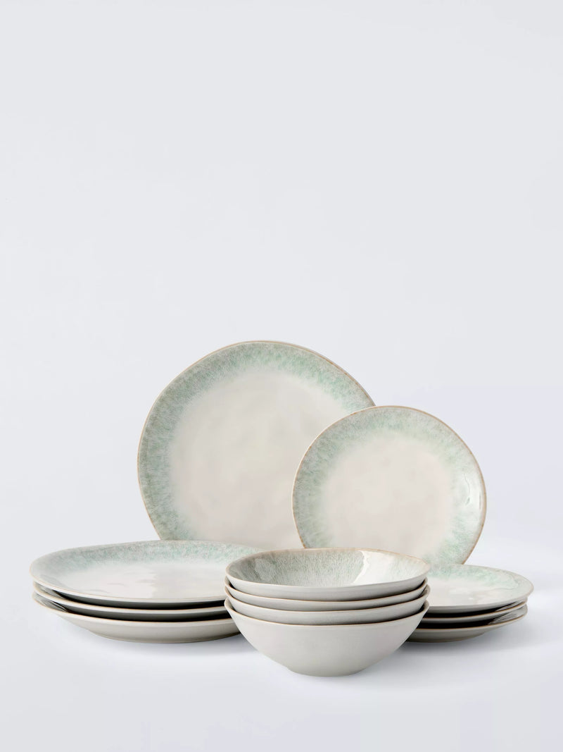 John Lewis stoneware dinnerware set, pale green, 12 piece, UK version