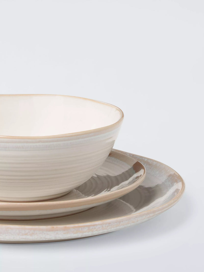 John Lewis Skye stoneware dinnerware set 12 piece off white (British brand)