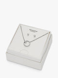 Skagen heart pendant necklace and stud earrings silver set, UK version