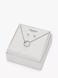 Skagen heart pendant necklace and stud earrings silver set, UK version