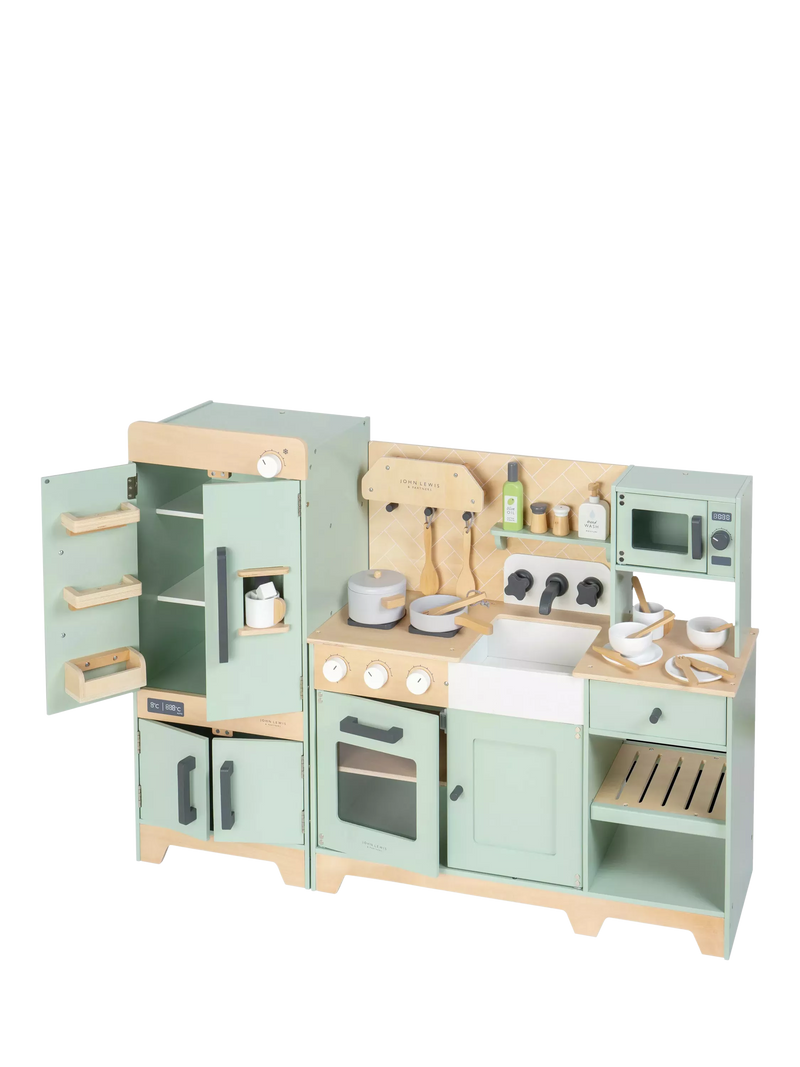 John Lewis deluxe wood toy kitchen with fridge freezer, UK version