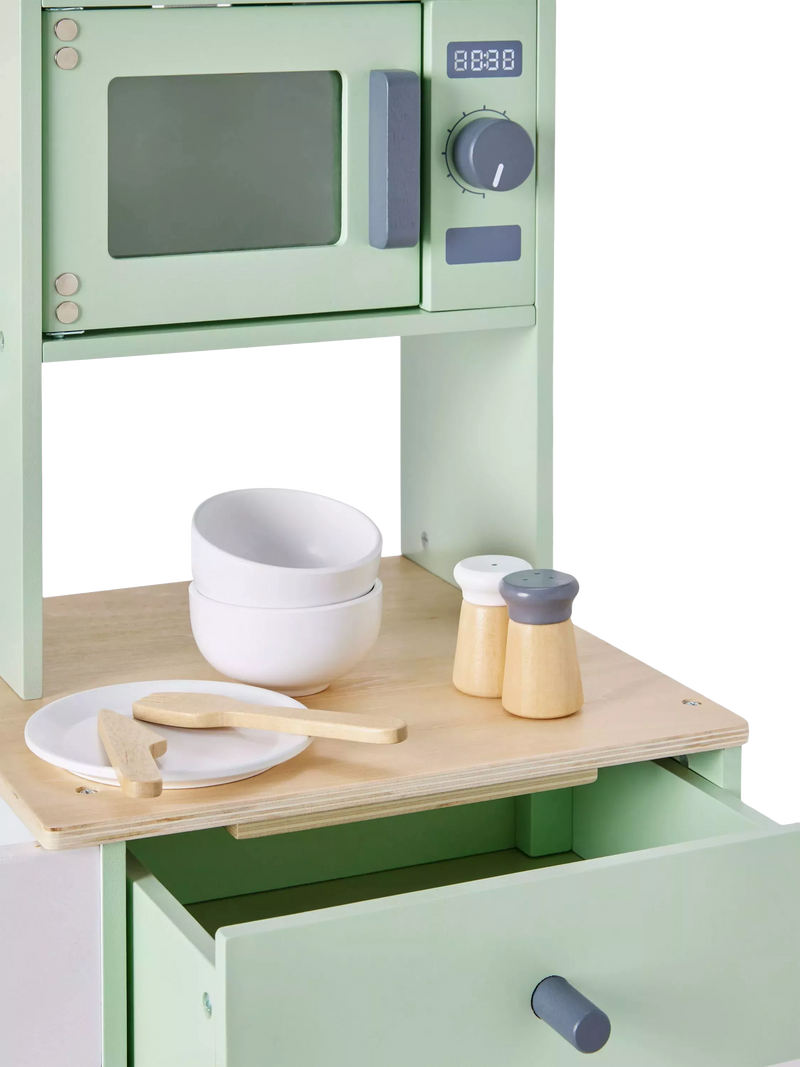 John Lewis deluxe wood toy kitchen with fridge freezer, UK version
