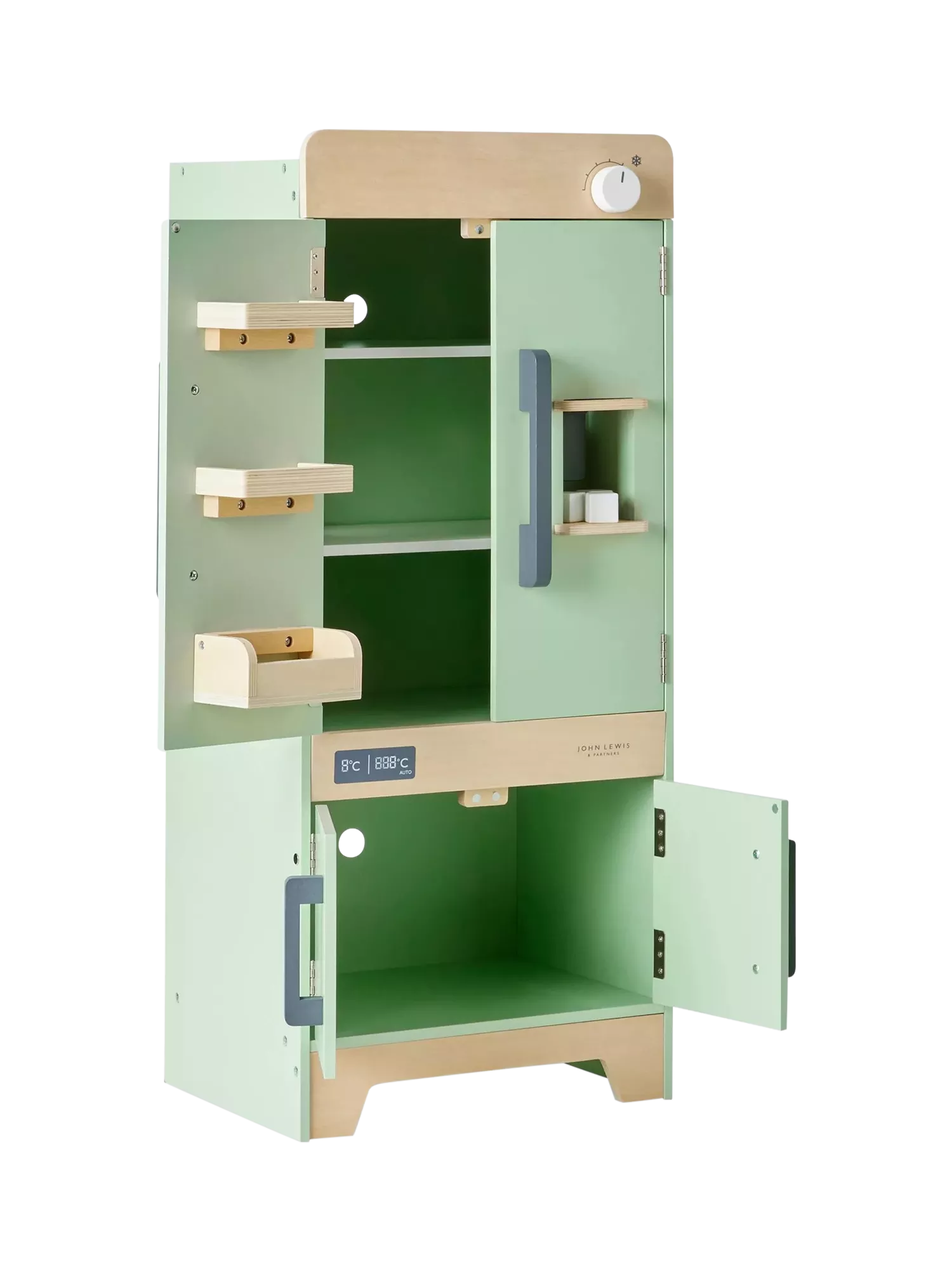 John Lewis deluxe wood toy kitchen with fridge freezer, UK version