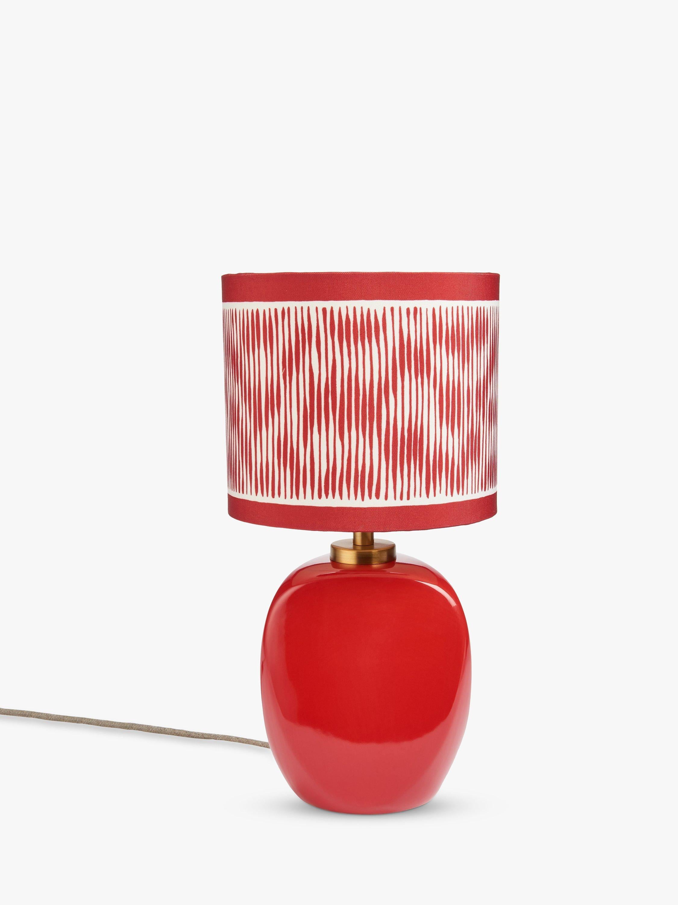 John Lewis faceted ceramic table lamp with ikat stripe shade, UK version