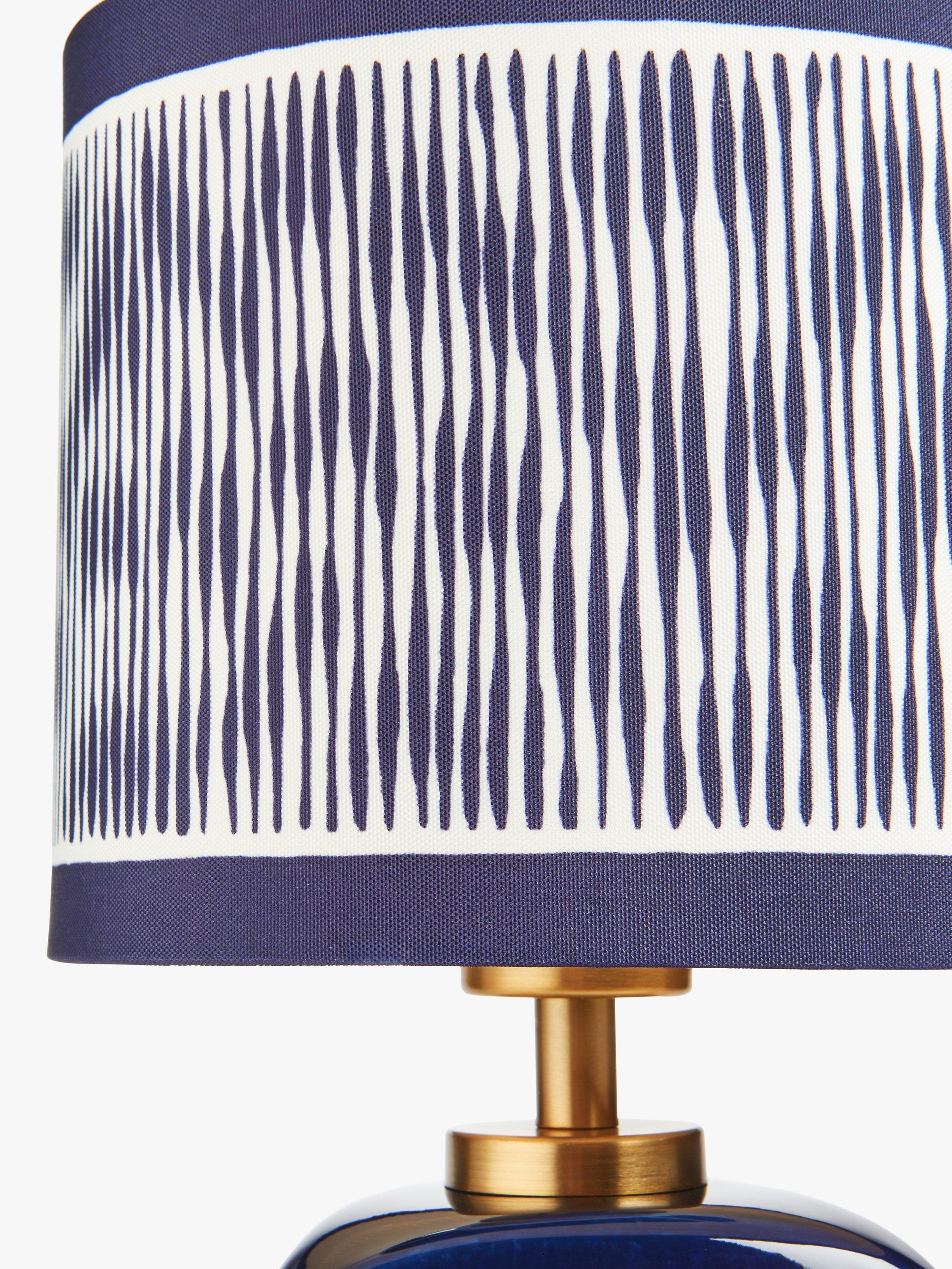 John Lewis X Collagerie blue ikat stripe ceramic table lamp (British brand)