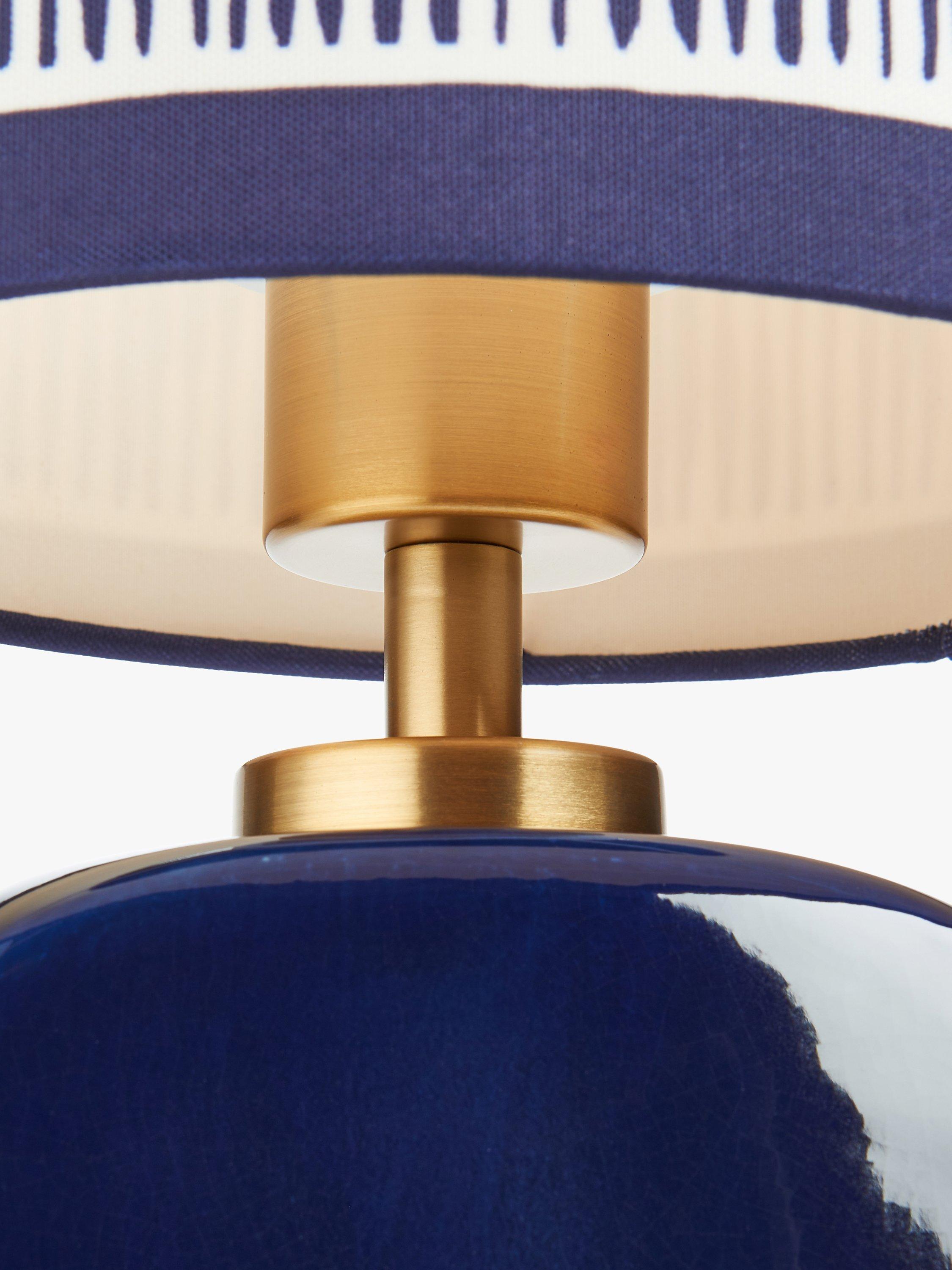 John Lewis X Collagerie blue ikat stripe ceramic table lamp (British brand)