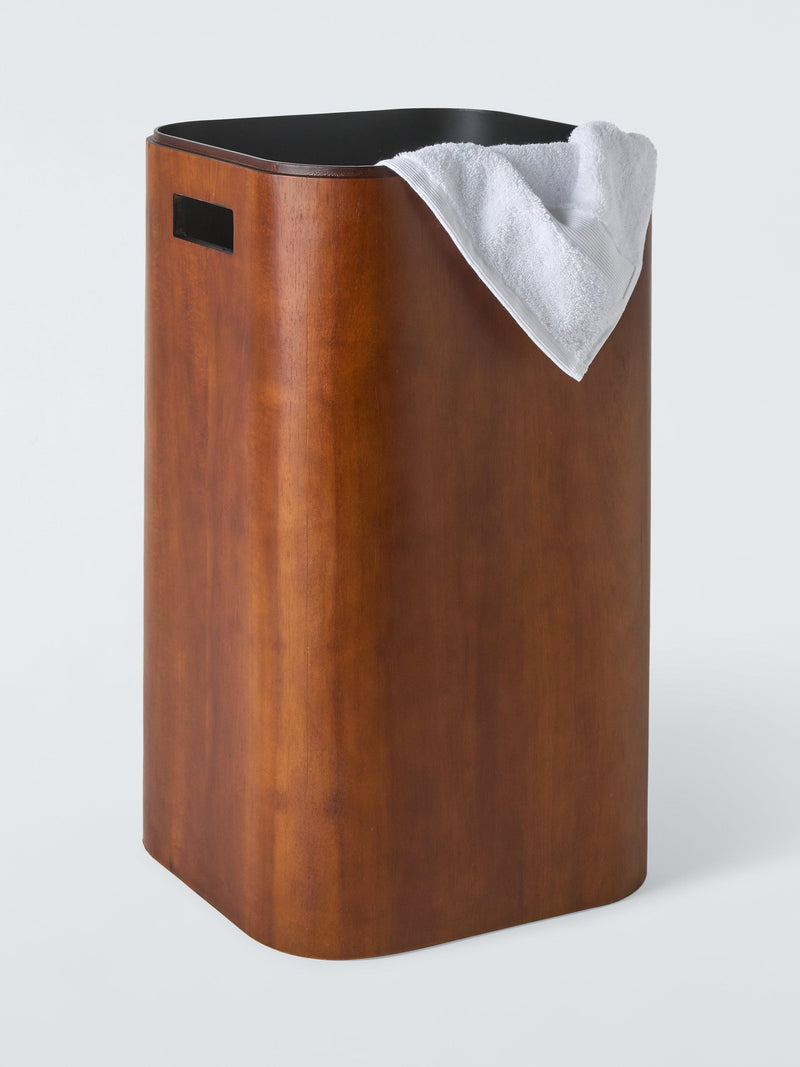 John Lewis FSC-certified acacia wood laundry hamper, imported from the UK