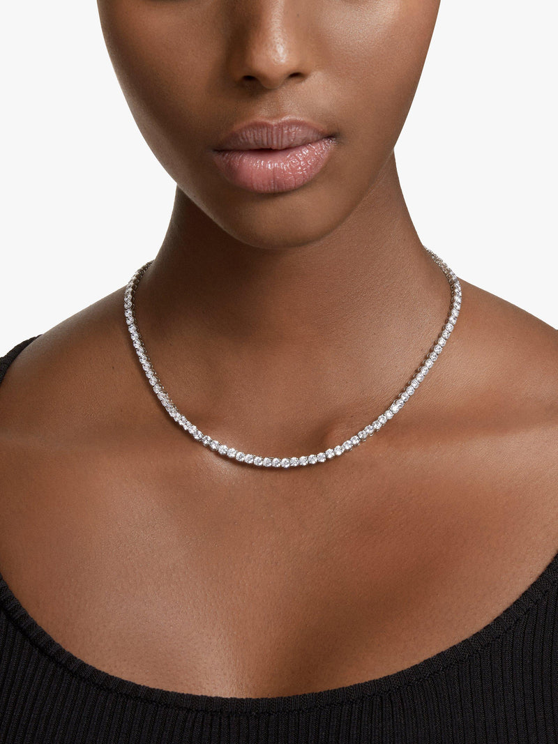 Swarovski silver tennis necklace with cubic zirconia 50cm - British product