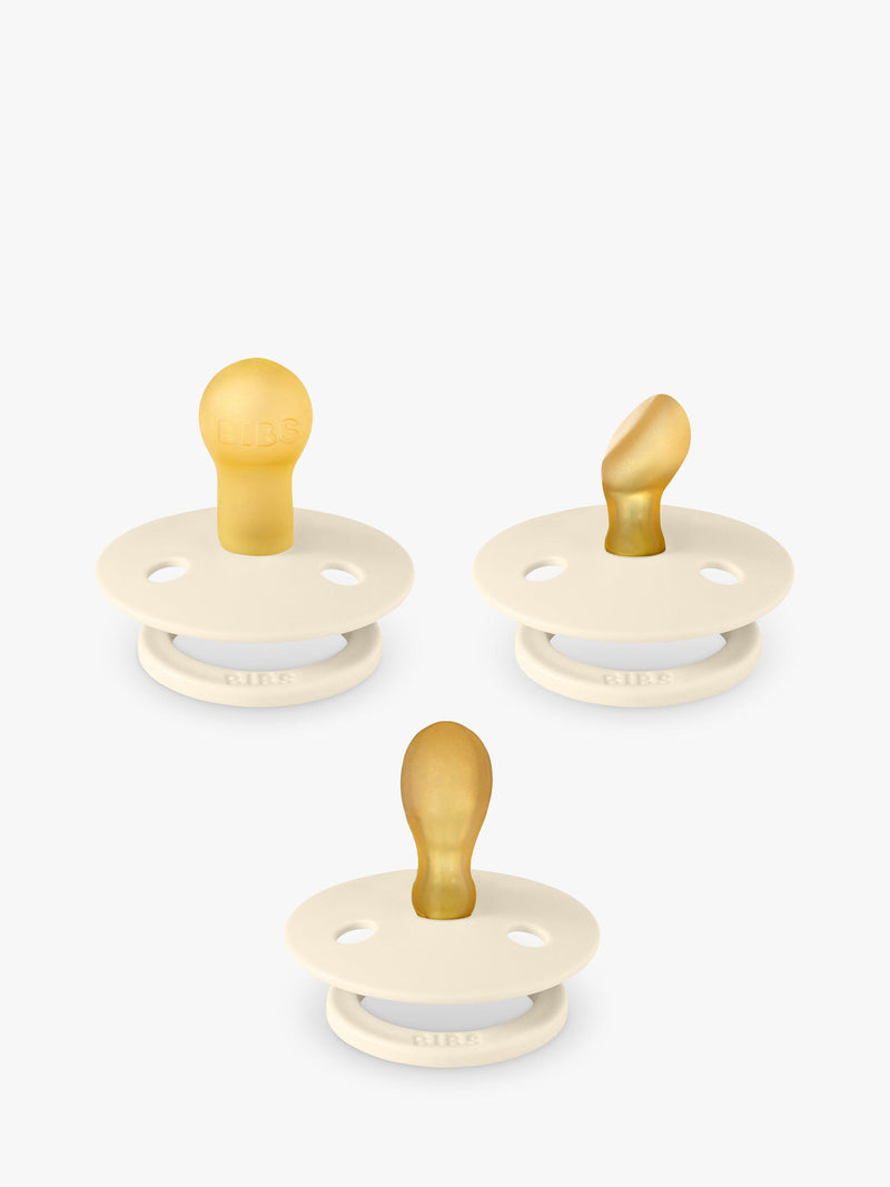 BIBS Colour Try-It Collection Baby Soothers Size 1 Pack of 3 Ivory - British product